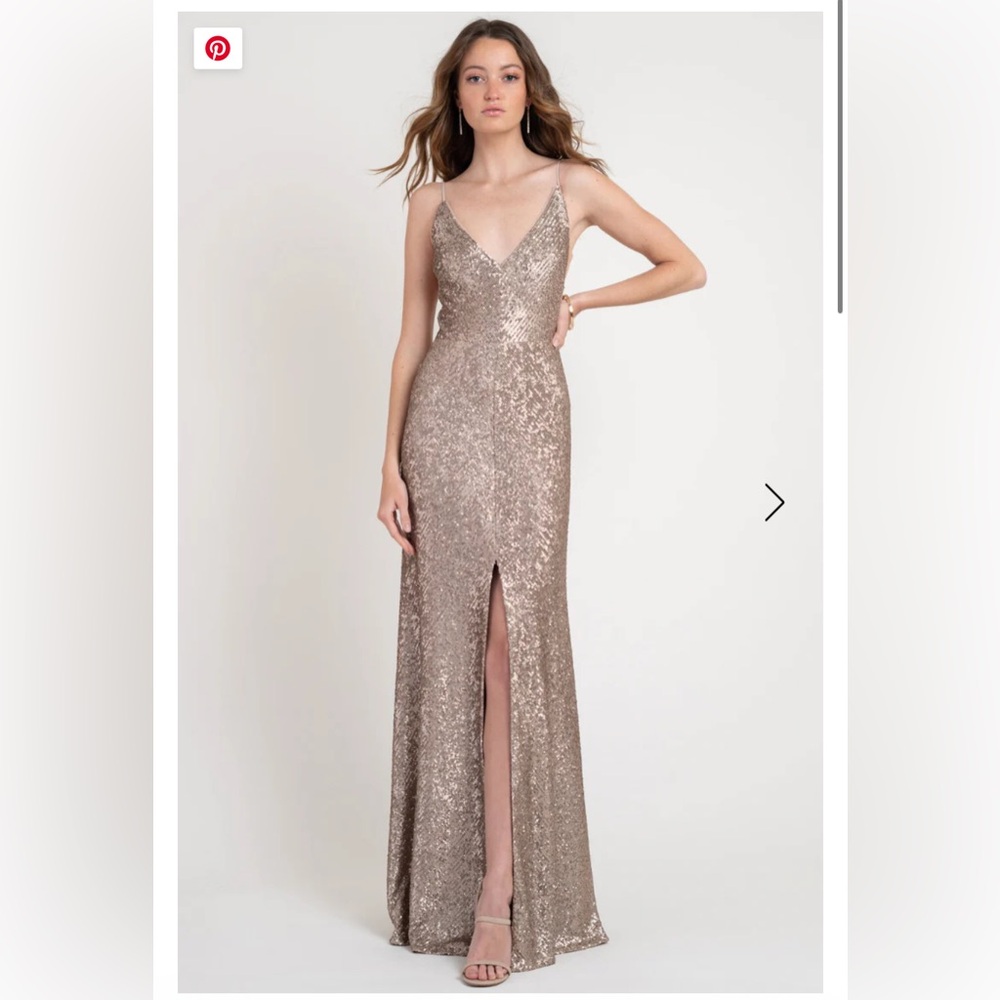 Jenny Yoo Gold Sequin Maxi Dress